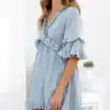 Women's Elegant Solid Ruffles Short Sleeve Dress