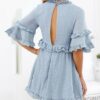 Women's Elegant Solid Ruffles Short Sleeve Dress