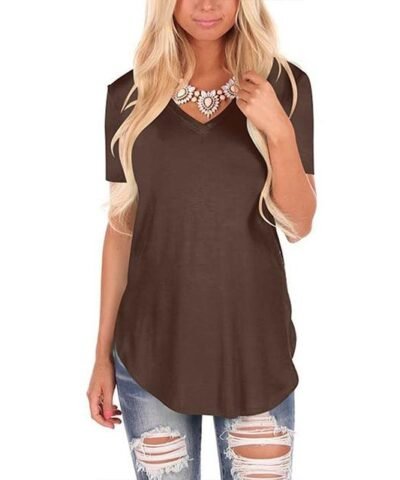 Women's V- Neck Short Sleeve Tops. Plus Size