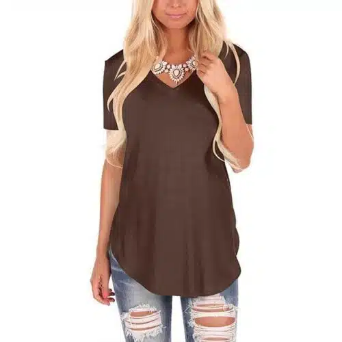 Women's V- Neck Short Sleeve Tops. Plus Size