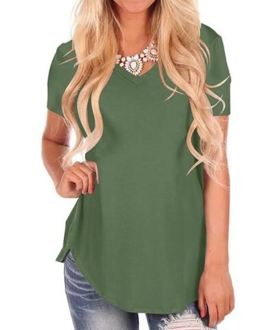 Women's V- Neck Short Sleeve Tops. Plus Size