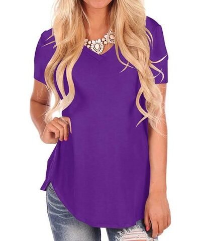 Women's V- Neck Short Sleeve Tops. Plus Size