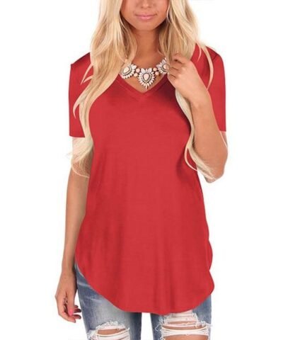 Women's V- Neck Short Sleeve Tops. Plus Size