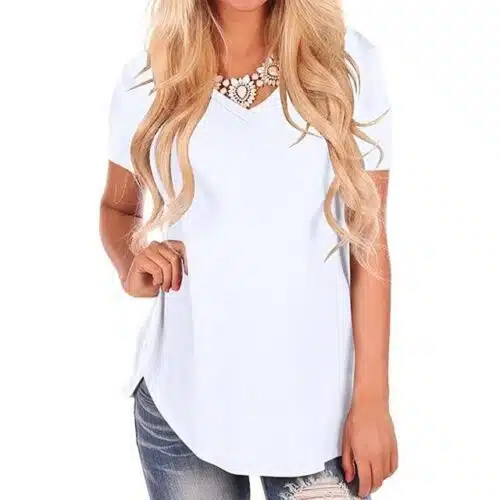 Women's V- Neck Short Sleeve Tops. Plus Size