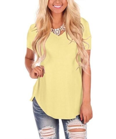 Women's V- Neck Short Sleeve Tops. Plus Size