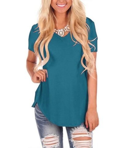 Women's V- Neck Short Sleeve Tops. Plus Size