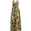 Women's Tropical Floral Print Backless Wrap Dress