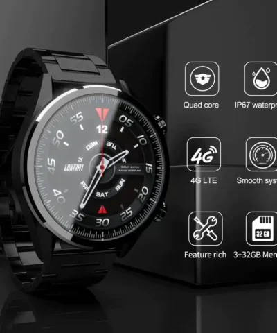 Lokmat  LK08 4G Smart Watch Android 7.1 MTK6739 3GB+32GB 400*400 AMOLED Screen 610mAh Battery GPS Smartwatch Men