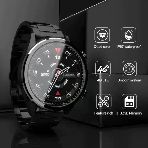 Lokmat  LK08 4G Smart Watch Android 7.1 MTK6739 3GB+32GB 400*400 AMOLED Screen 610mAh Battery GPS Smartwatch Men