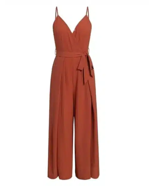 Women's V- Neck Solid Jumpsuits