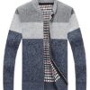 Men's Stripe Warm Cashmere Wool Zipper Cardigan Sweaters