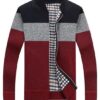 Men's Stripe Warm Cashmere Wool Zipper Cardigan Sweaters
