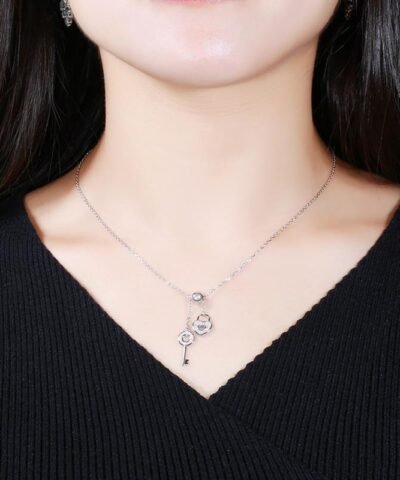 Strollgirl 925 Sterling Silver Sweet Key of Heart Lock Link Chain Necklaces