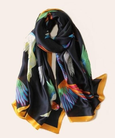 Women's Tropical Bird Print Silk Scarf