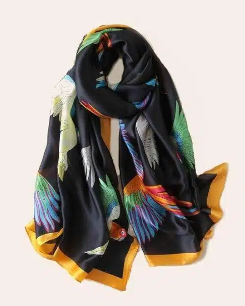 Women's Tropical Bird Print Silk Scarf