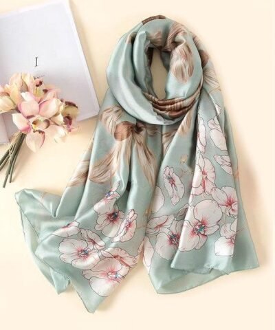 Women's Floral Print Silk Scarf