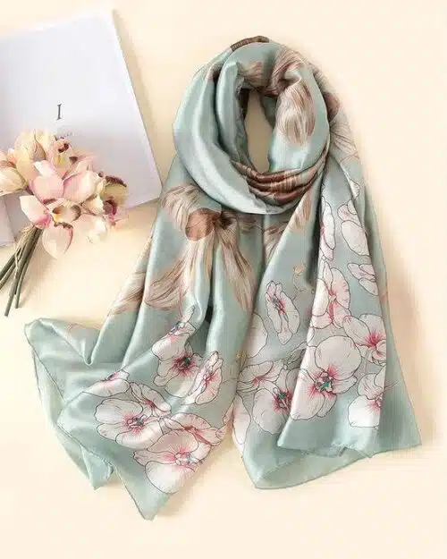 Women's Floral Print Silk Scarf