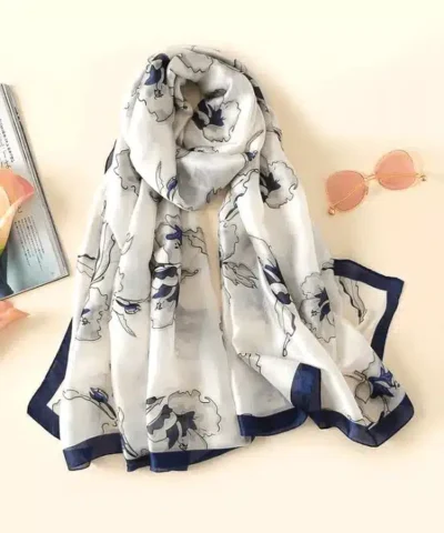 Women's Floral Print Silk Scarf