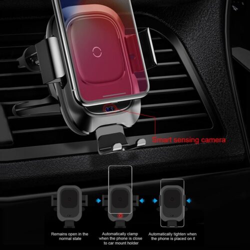 Qi Car Wireless Charger, Intelligent Infrared Fast Wirless Charging Car Phone Holder