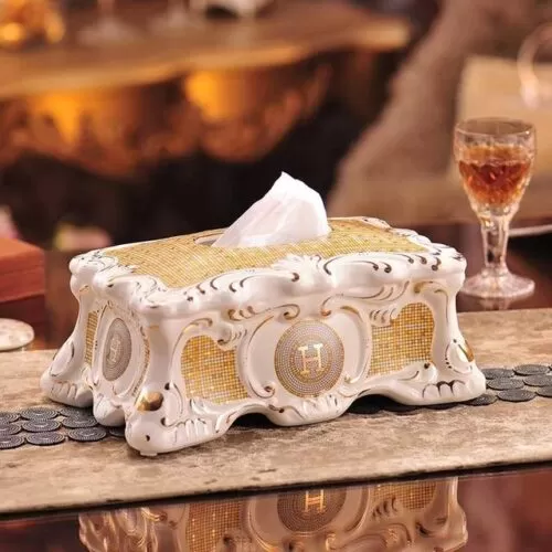 Luxury Golden Tissue Box Cover Antique Brass Tissue Box Cover