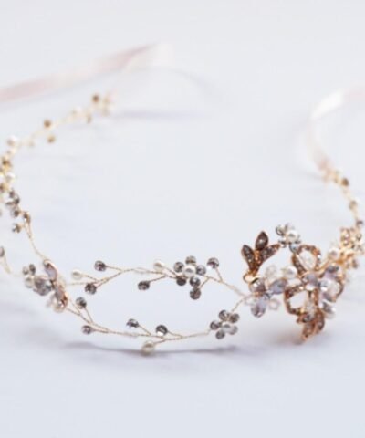 Hersbridal Tiara Pearl And Rhinestone Hair Vine Bridal Headpiece