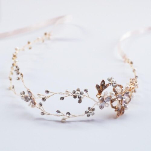 Hersbridal Tiara Pearl And Rhinestone Hair Vine Bridal Headpiece