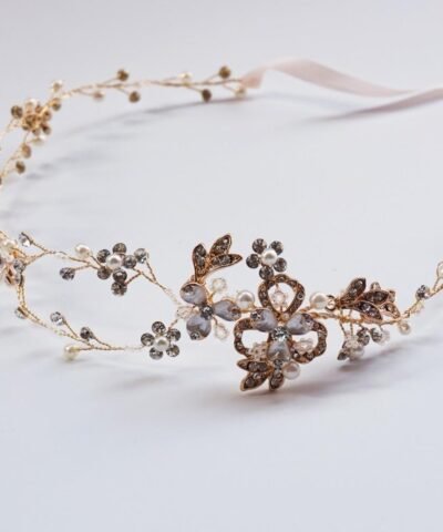 Hersbridal Tiara Pearl And Rhinestone Hair Vine Bridal Headpiece