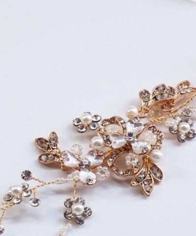 Hersbridal Tiara Pearl And Rhinestone Hair Vine Bridal Headpiece