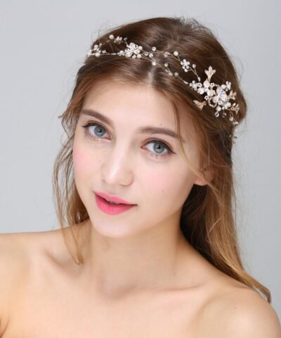 Hersbridal Tiara Pearl And Rhinestone Hair Vine Bridal Headpiece