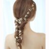 Hersbridal Simple Long Hair Vine Gold Leaf & Pearls Handmade Headpiece