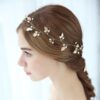 Hersbridal Simple Long Hair Vine Gold Leaf & Pearls Handmade Headpiece