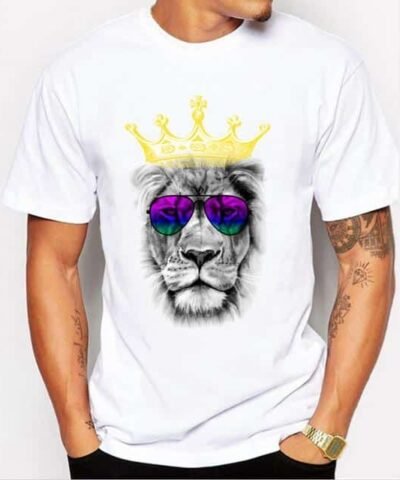 Men's Summer Crown Lion Print T-Shirt