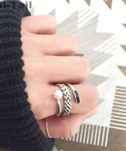 Stroll Girl 925 Sterling Silver Three-Layer Pearl Ring