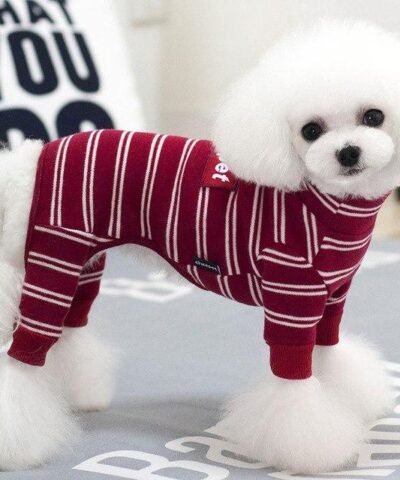 Pet Striped Cotton Overalls Pet Jumpsuit