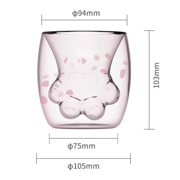 2019 Starbucks Cat Claw Cup 6oz Double Wall Glass Mug