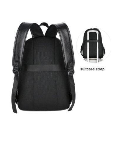 Men's Preppy Style Leather School Backpack