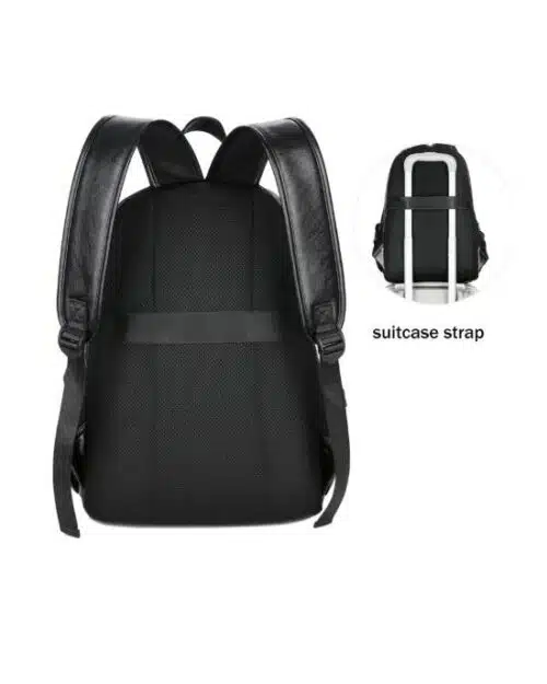 Men's Preppy Style Leather School Backpack