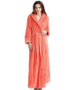 Women Long Textured Full Length Bath Robe.