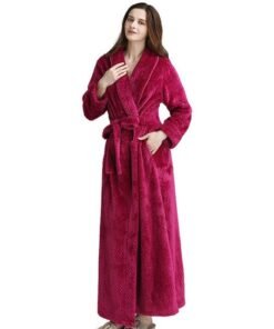Women Long Textured Full Length Bath Robe.