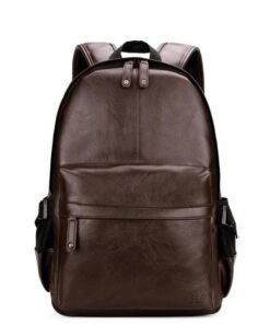 Men's Preppy Style Leather School Backpack