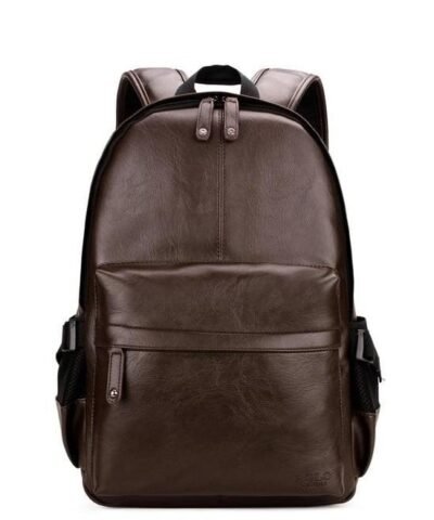 Men's Preppy Style Leather School Backpack