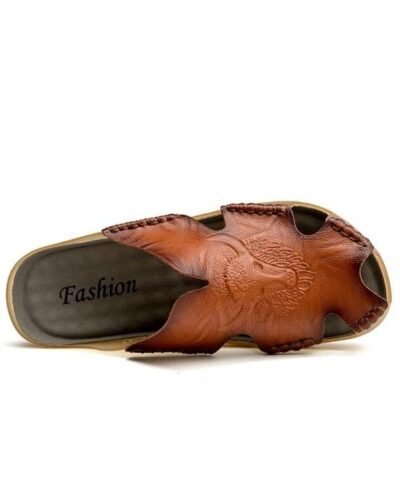 Vancat Men's Genuine Leather Summer Non-Slip Sandals