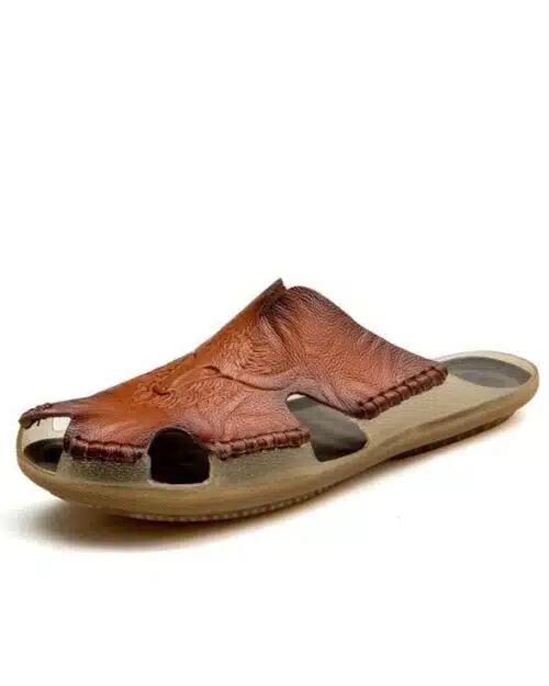 Vancat Men's Genuine Leather Summer Non-Slip Sandals