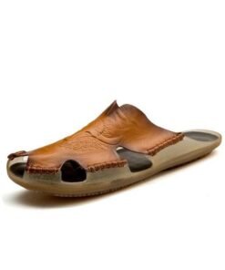 Vancat Men's Genuine Leather Summer Non-Slip Sandals