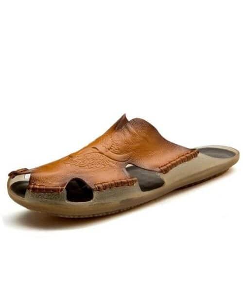 Vancat Men's Genuine Leather Summer Non-Slip Sandals