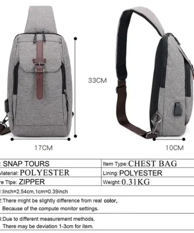 Men's USB Charging Chest Pack Messenger Bag