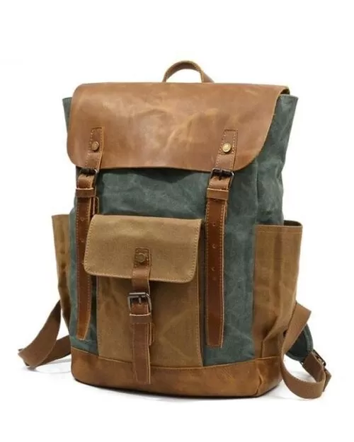 Men's Oil Wax Canvas Backpack Bag