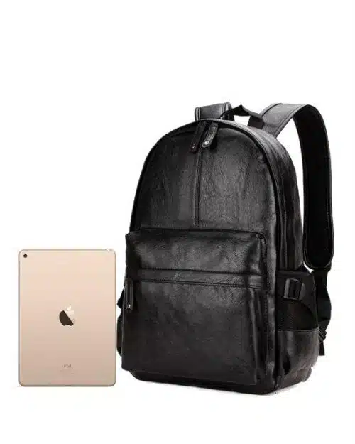 Men's Preppy Style Leather School Backpack 