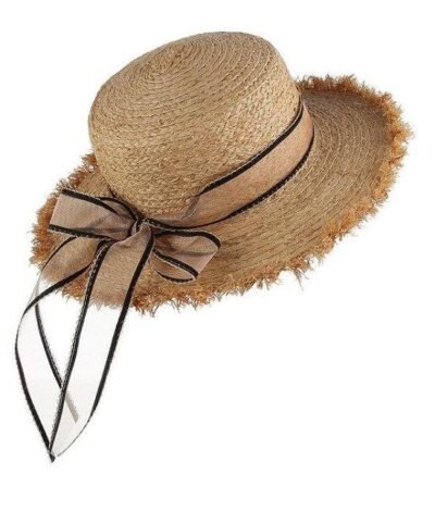 Women's Summer Straw Raffia Woven Ribbon Decor Hat