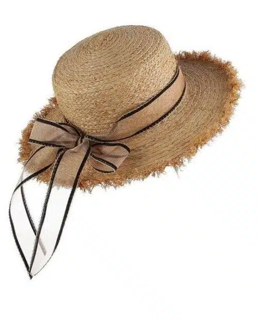 Women's Summer Straw Raffia Woven Ribbon Decor Hat